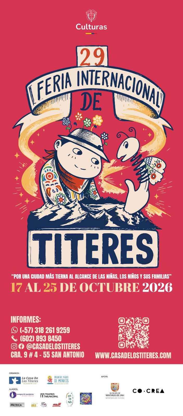Afiche de la 29 Feria Internacional de Títeres, del 17 al 25 de octubre de 2026.